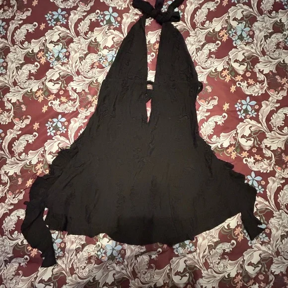 NWOT - Edikted Black Shredded Mini Dress with Plunge Neckline - Picture 4 of 11